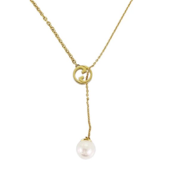 GUCCI Interlocking G Blondy Gold plated Fake pearl Necklace - Picture 1 of 12